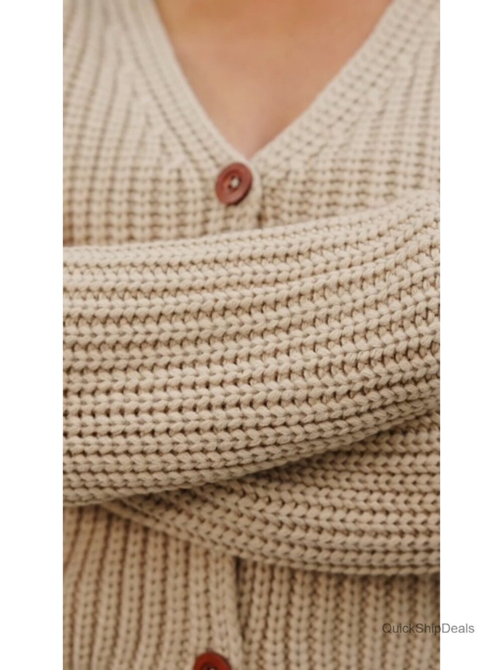 Cropped Chunky Ribbed Knit Cardigan - Picture 4 of 5